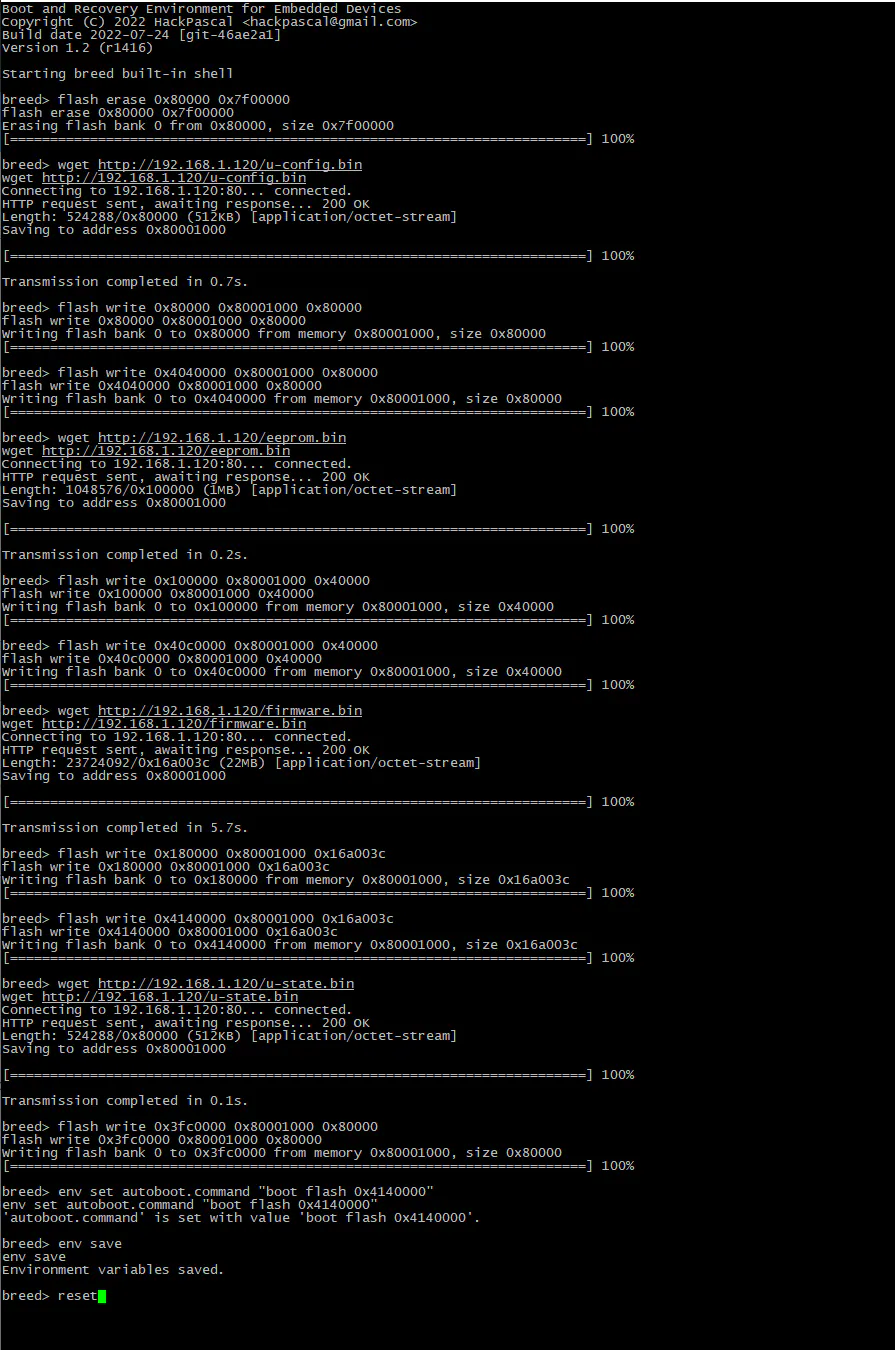Breed console output