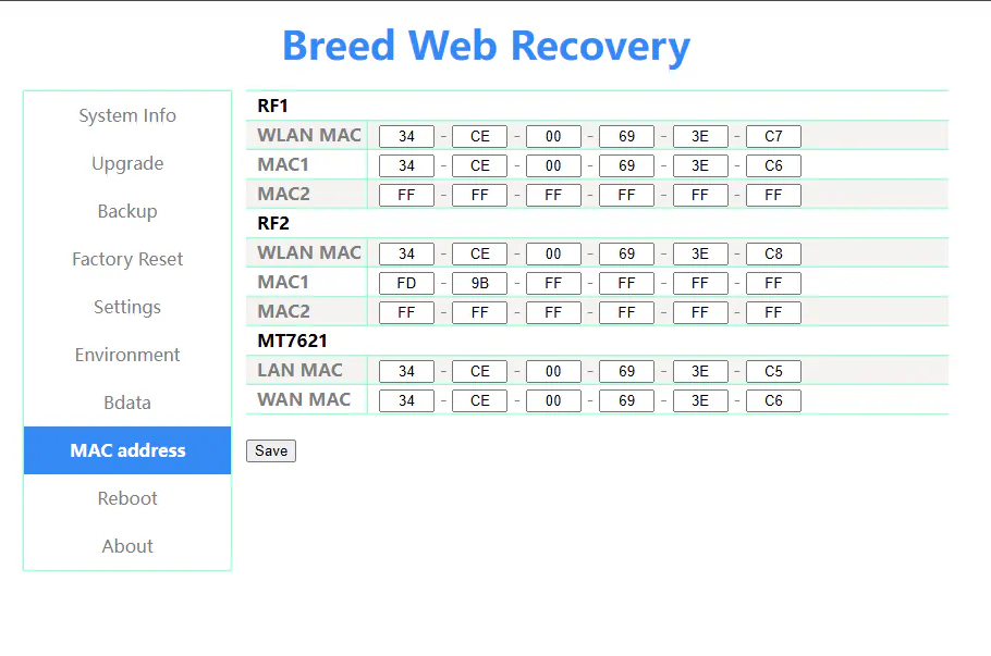 MAC address in Breed